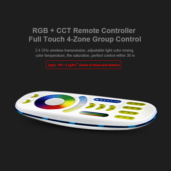 MiLight 4 Zone LED RGB+CCT White RF Remote - Color-Changing/Tunable White