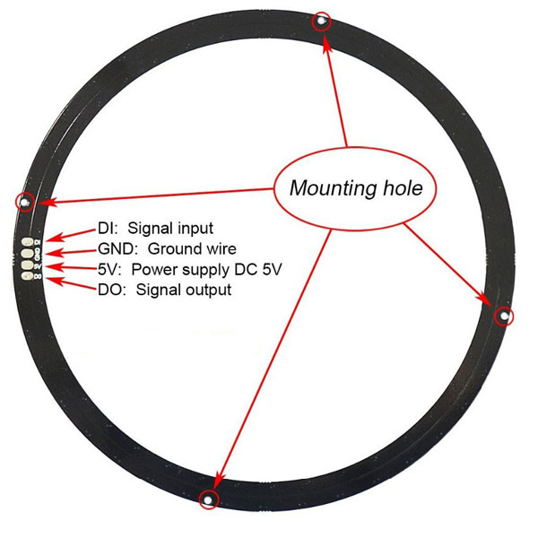 NeoPixel Ring 12 RGBW LED with Integrated Drivers - 5V - 4 Chip RGBW SMD LED 5050 - Warm White(3000K)