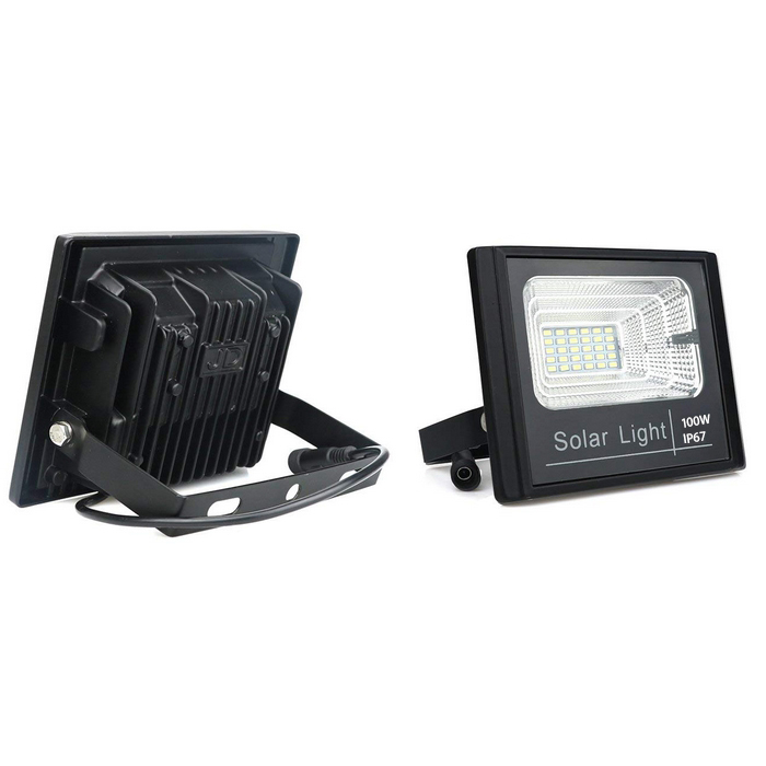 100Watt Dusk to Dawn Solar Powered Light Control Garden LED Floodlight - Waterproof IP67 for Outdoor Use