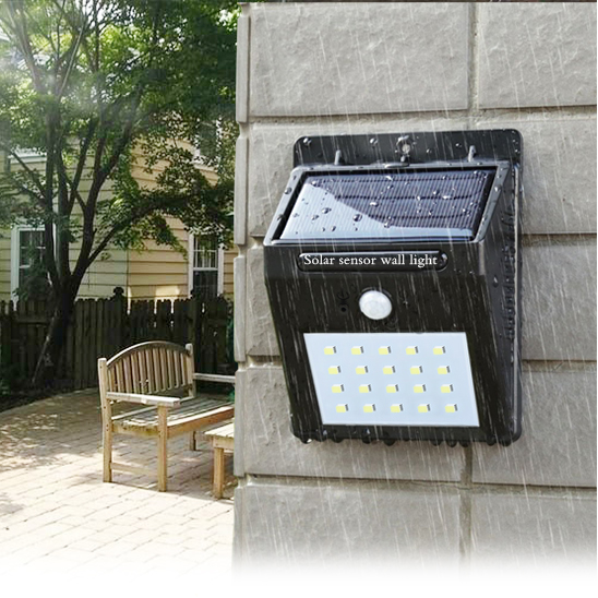 Solar Power 20 LED PIR Motion Sensor Wall Light Waterproof Outdoor Path Yard Garden Security Lamp