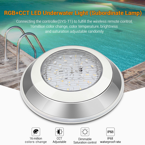 LED Underwater Landscape Lighting - 12W RGB+CCT LED Underwater Spotlights - DC 24V